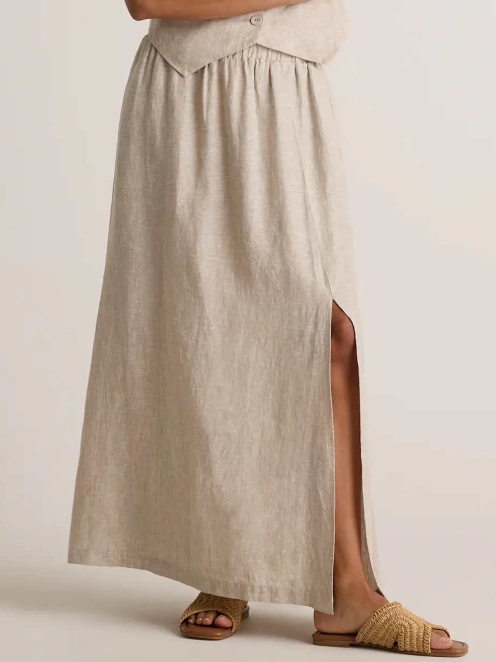 Quince Linen Maxi Skirt in Flax Medium